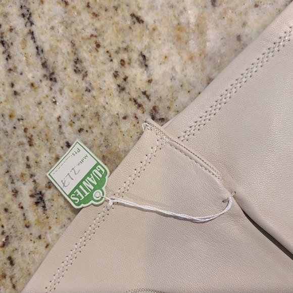 New! Size S 7 Soft Leather Beige 8.5" Formal Gloves Stitching Wrist Detail - Picture 8 of 12